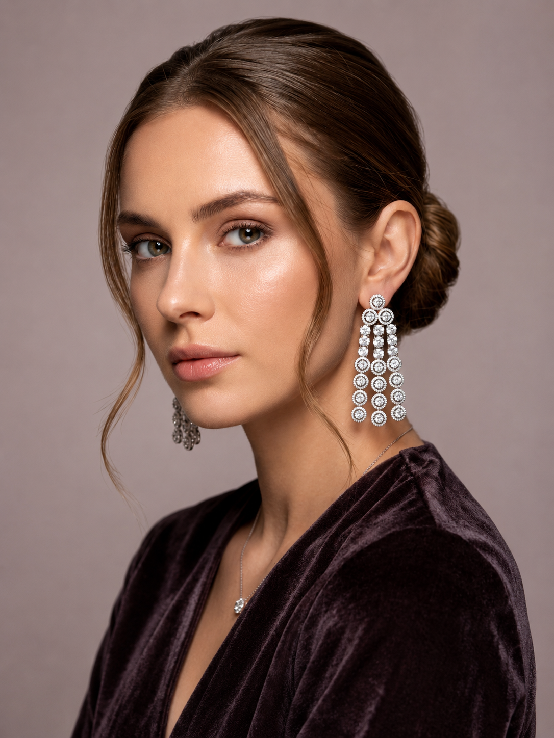 AD Triple String Chandelier Earrings