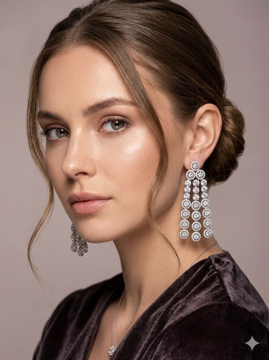 AD Triple String Chandelier Earrings