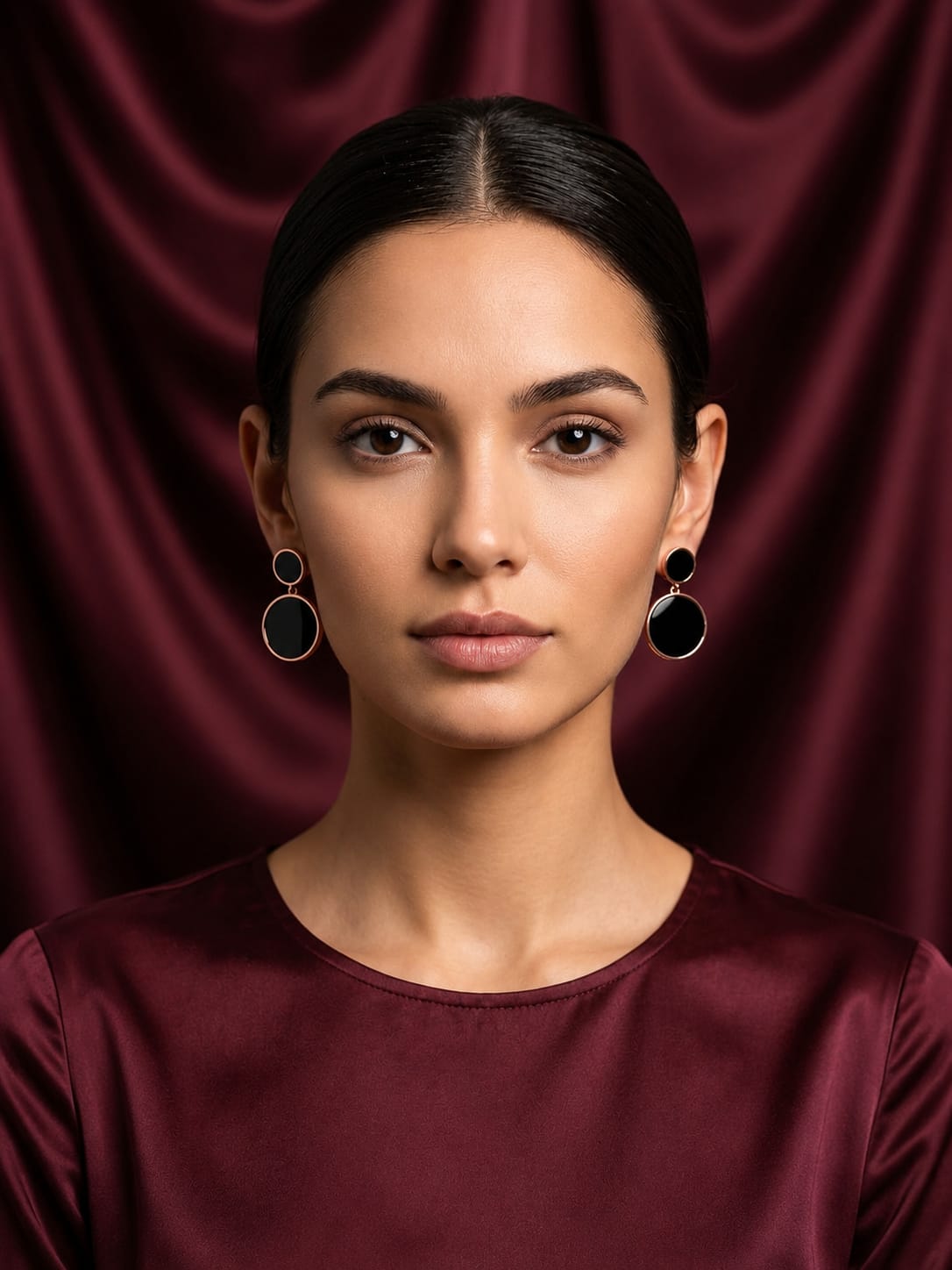 Black Double Disc Earring