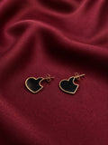 Black Enamel Heart Shape Stud