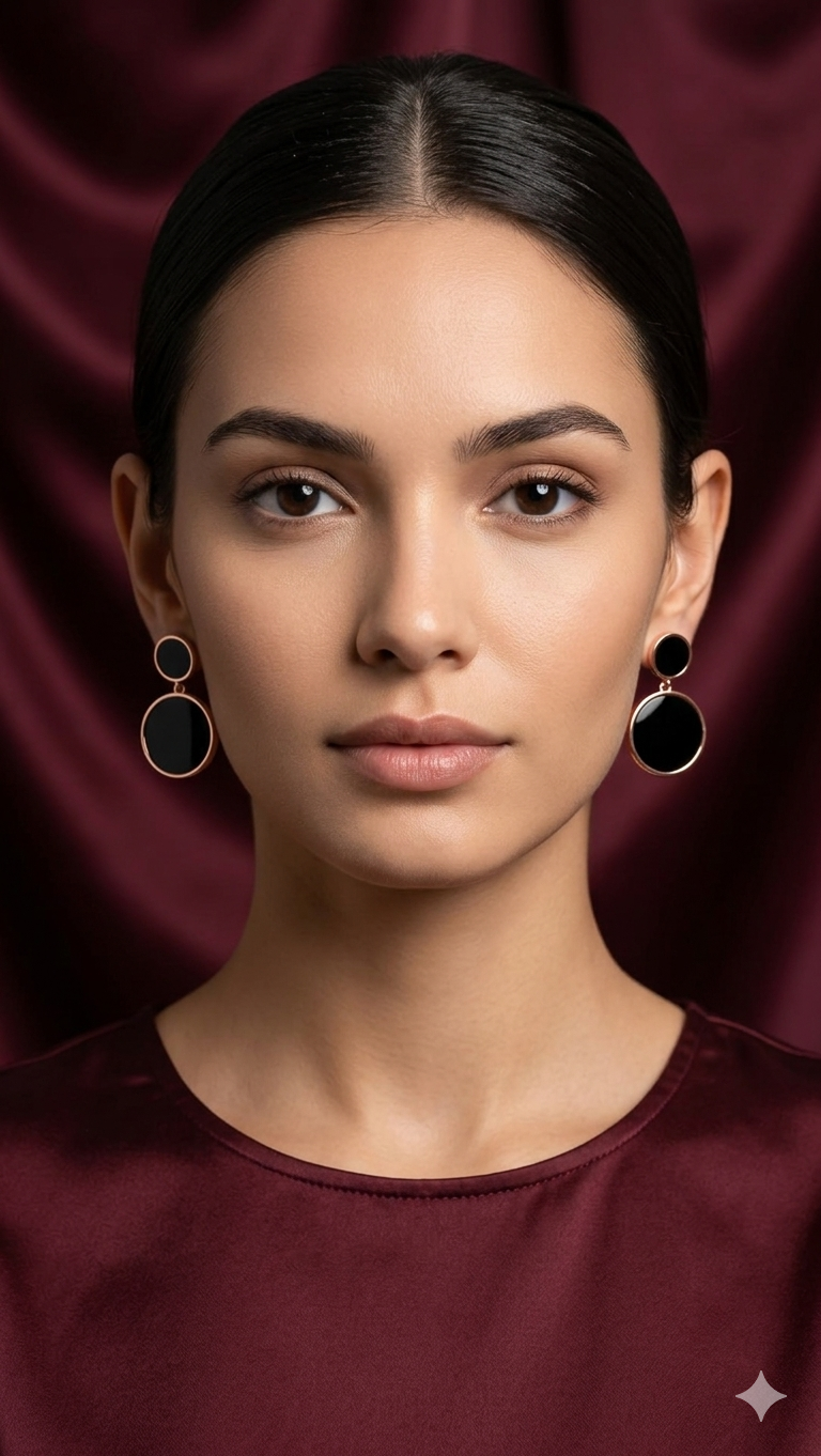 Black Double Disc Earring