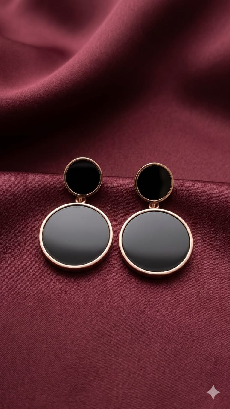 Black Double Disc Earring