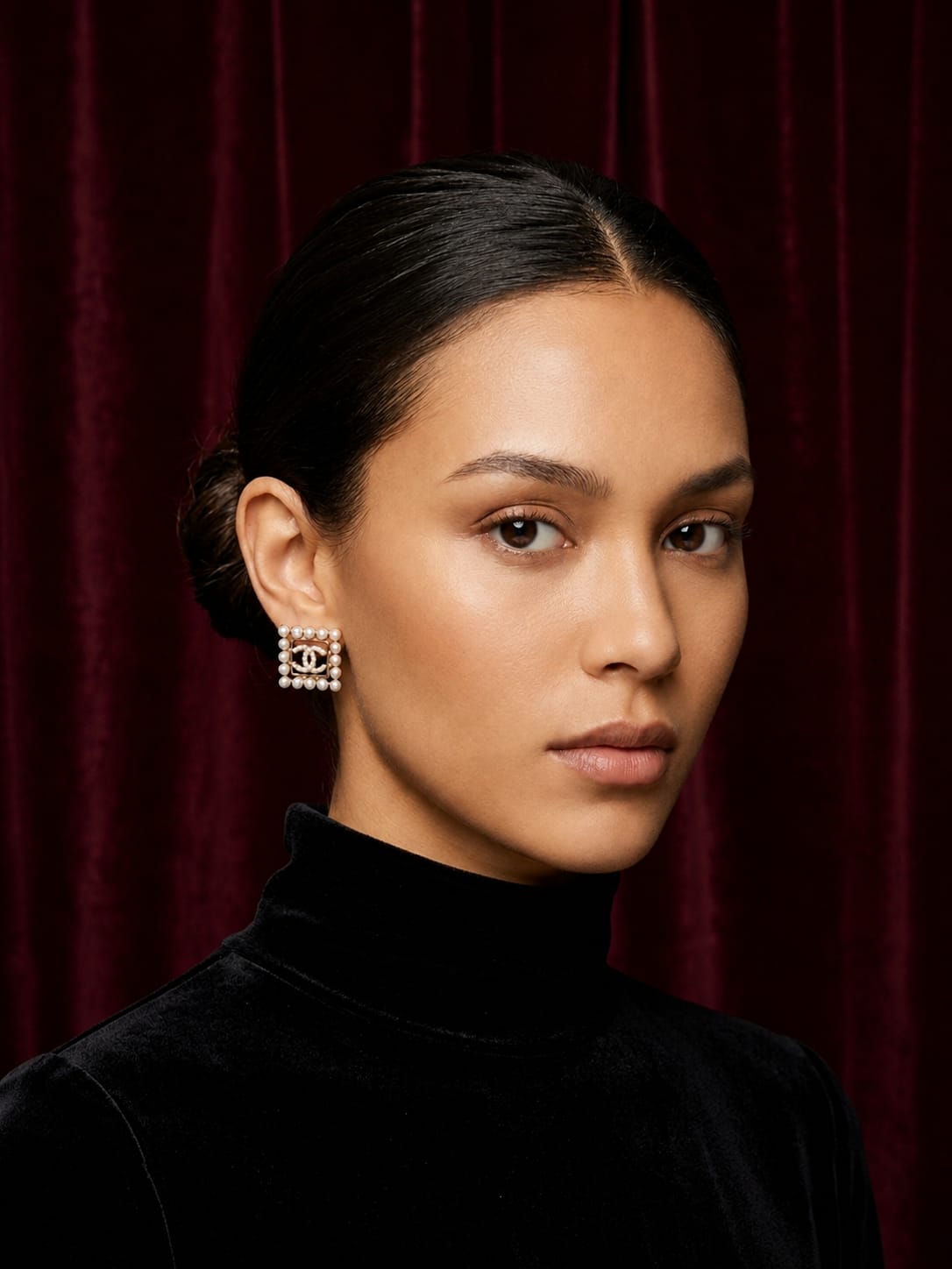 Chanel Square Pearl and Diamond Earring