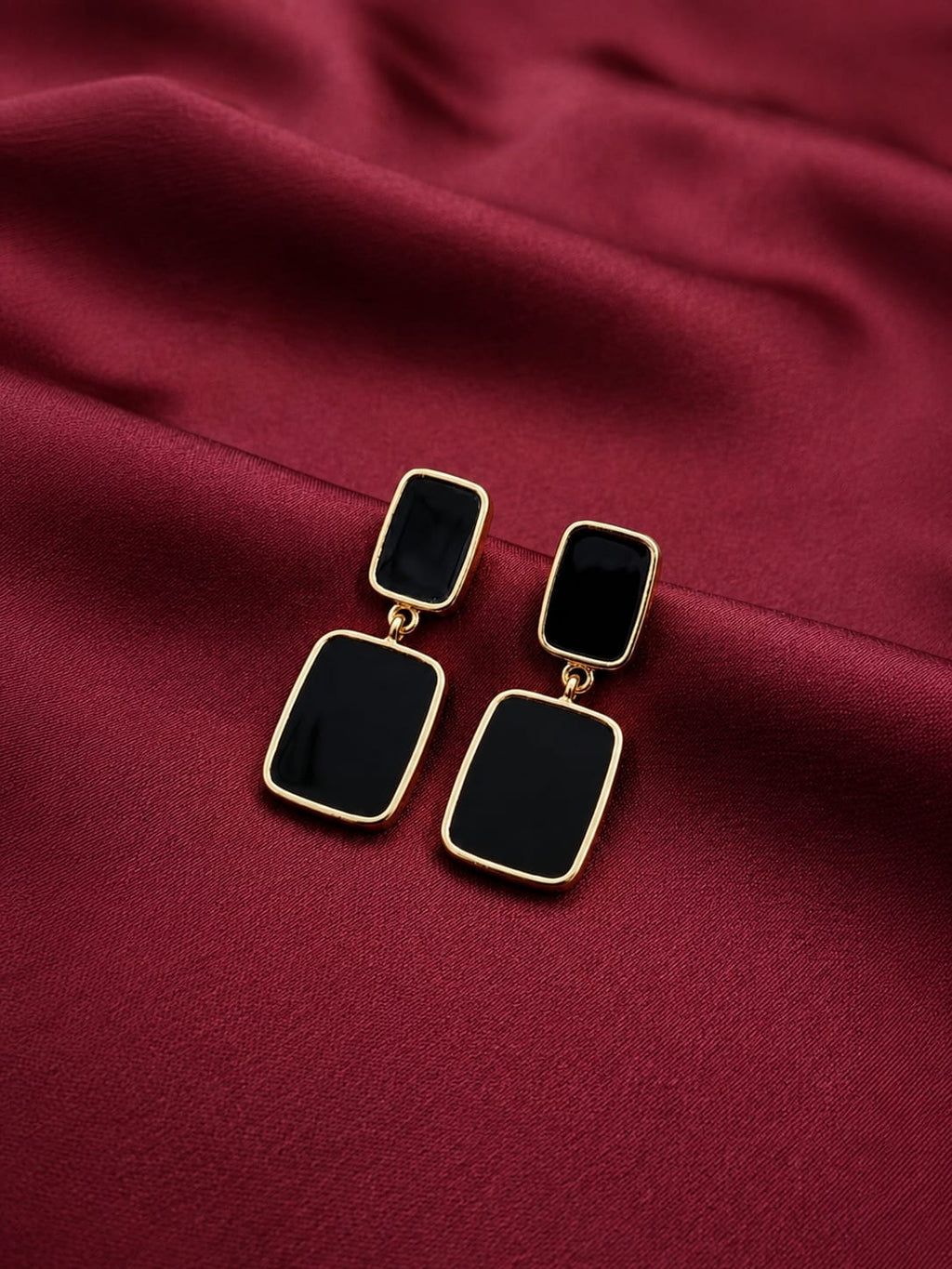 Contemporary Black Onyx Drop Earring