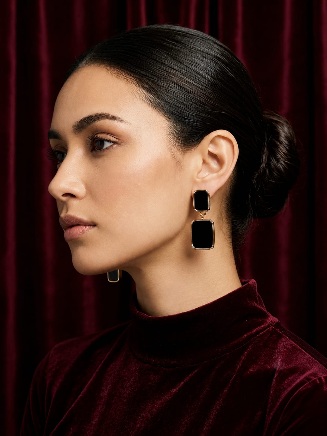 Contemporary Black Onyx Drop Earring