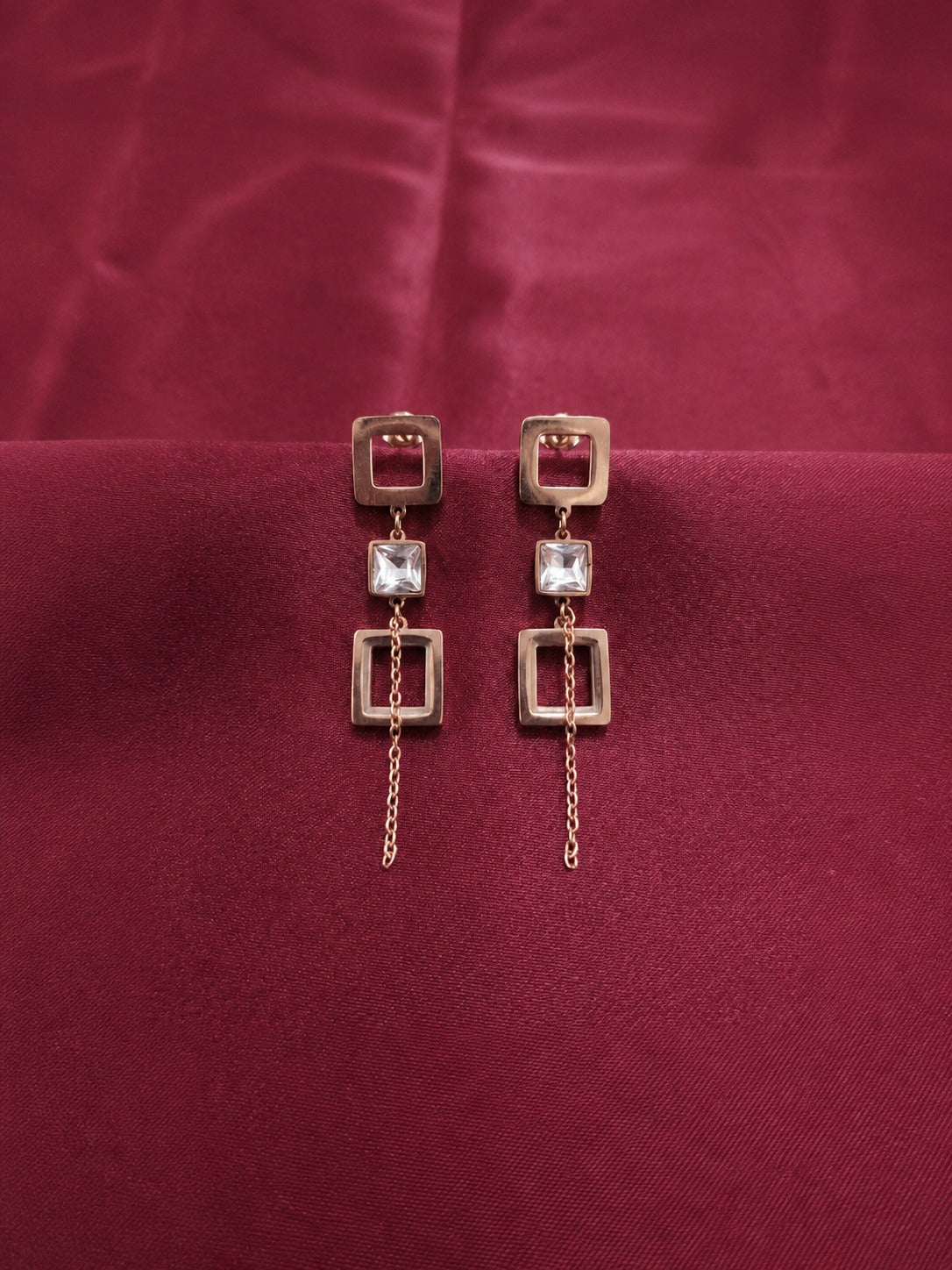 Crystal Square Link Earrings