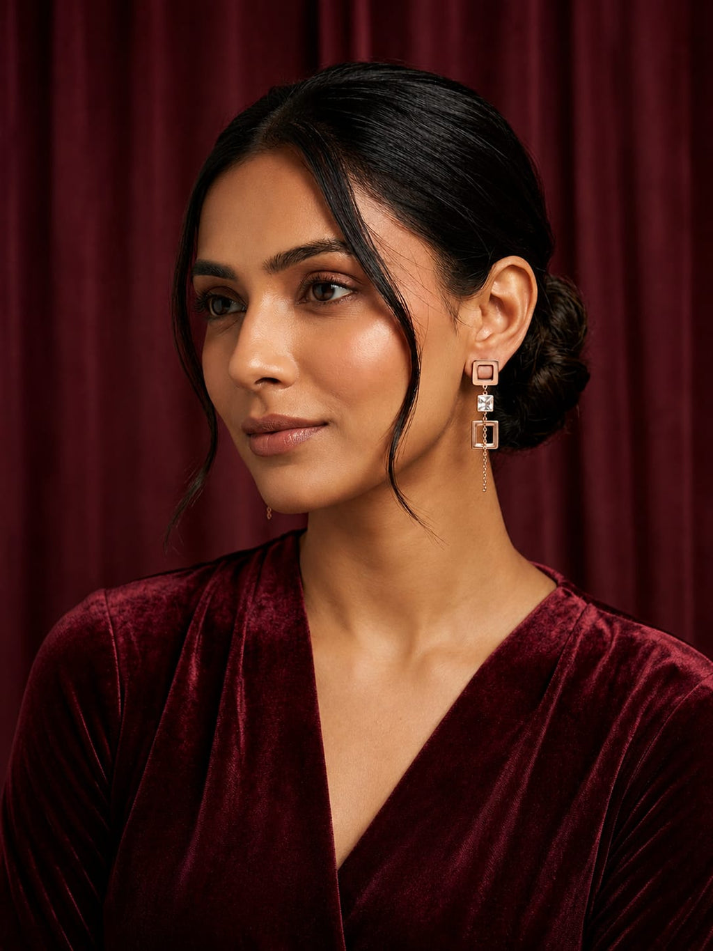 Crystal Square Link Earrings