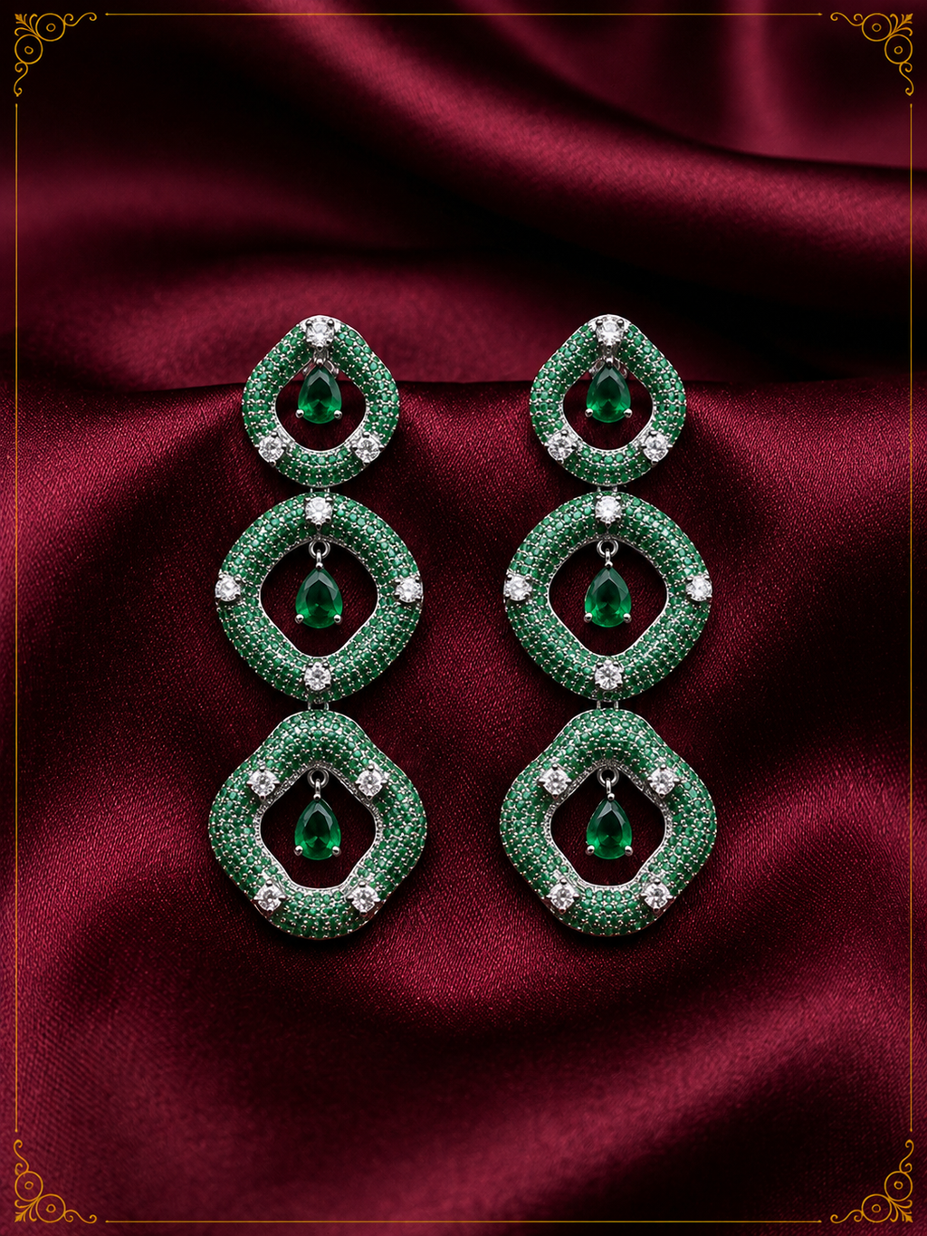 AD Emerald Green Jewel Earrings
