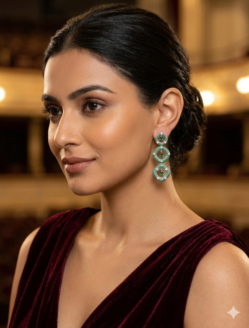AD Emerald Green Jewel Earrings