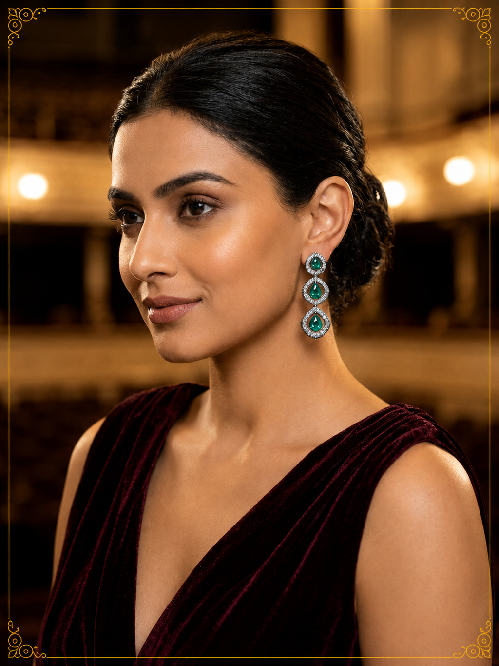 AD Emerald Green Jewel Earrings