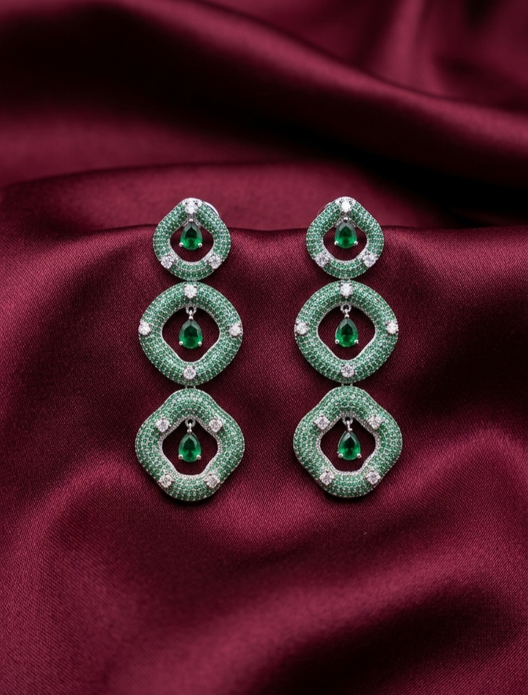 AD Emerald Green Jewel Earrings