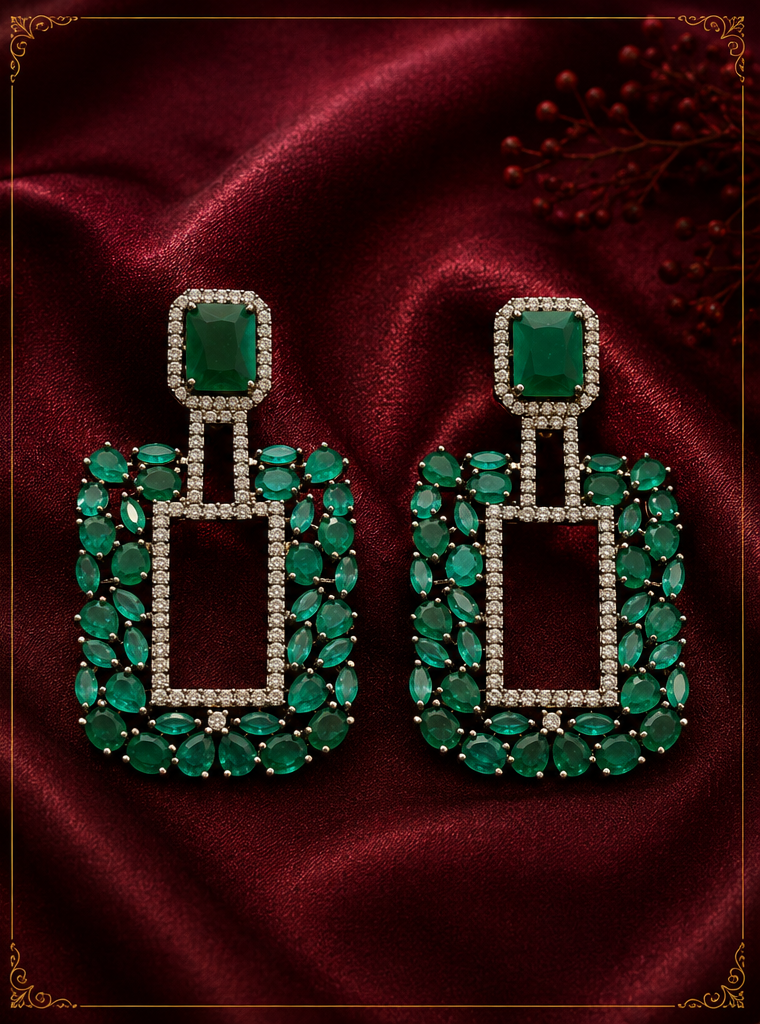 AD Green Crystal Sparkle Earrings