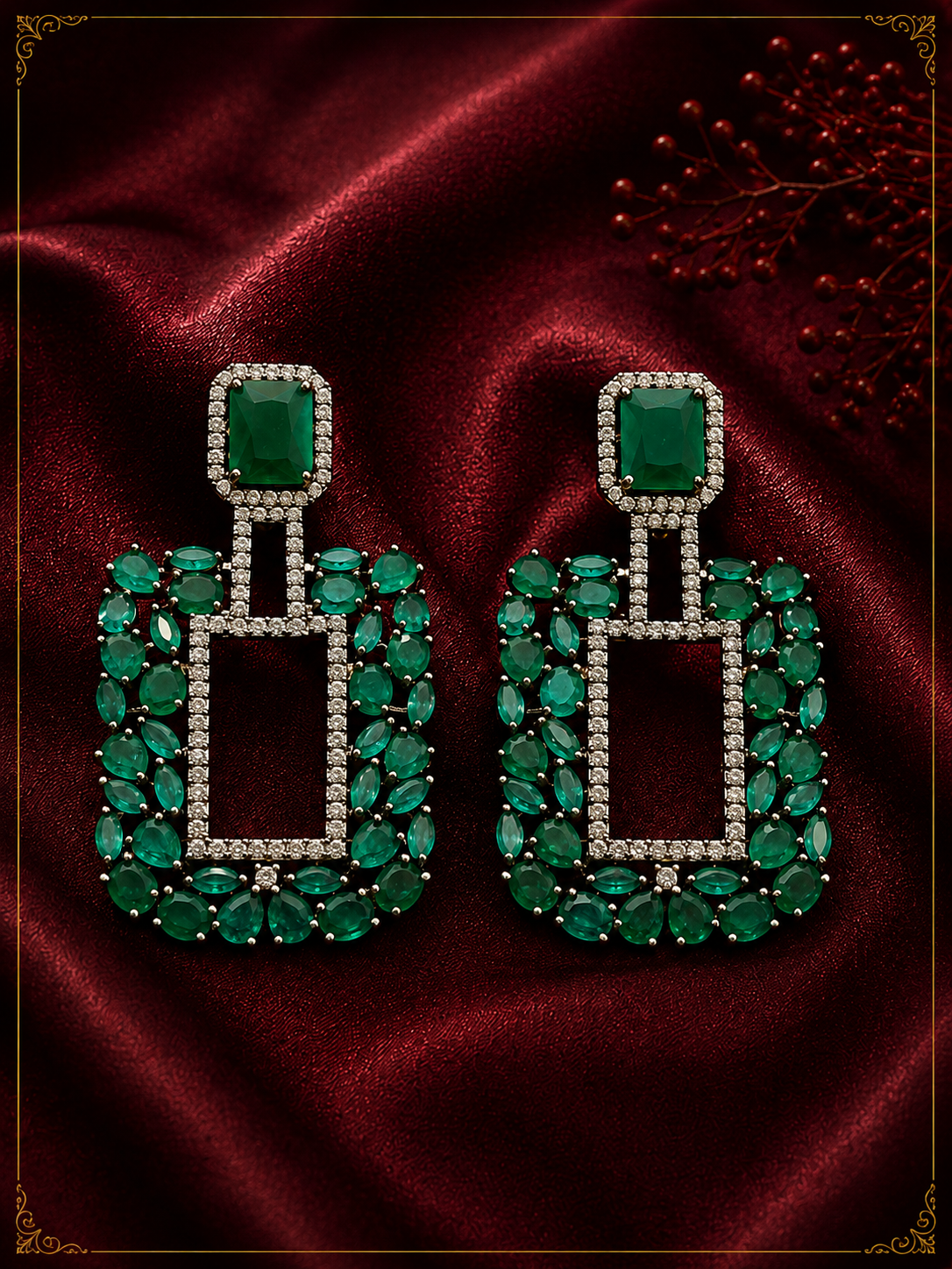 AD Green Crystal Sparkle Earrings