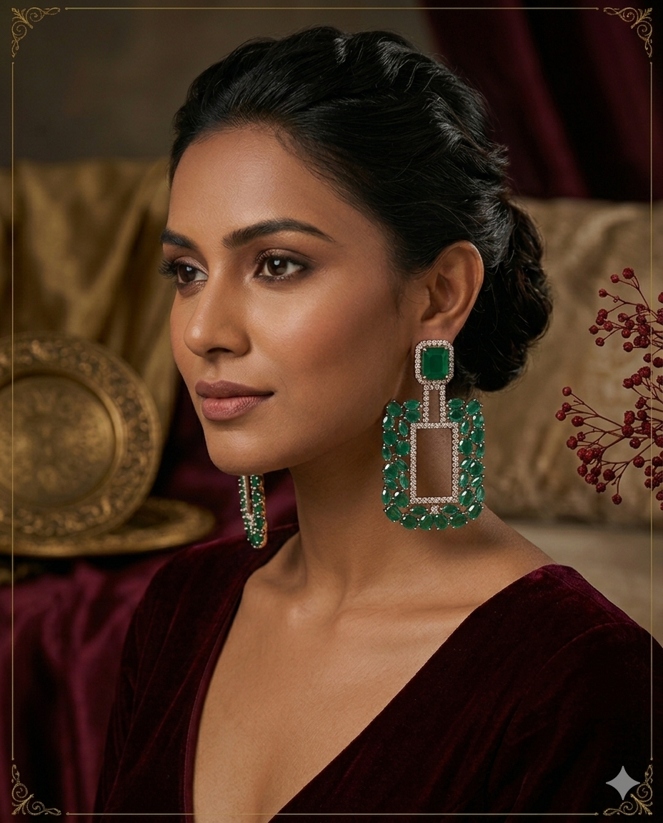 AD Green Crystal Sparkle Earrings