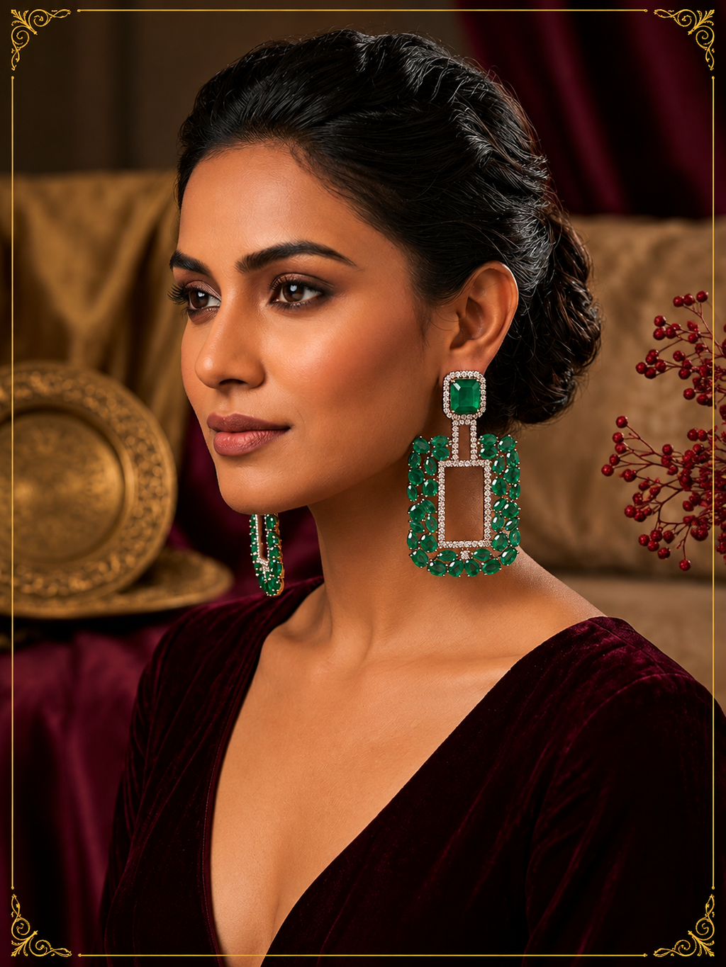 AD Green Crystal Sparkle Earrings