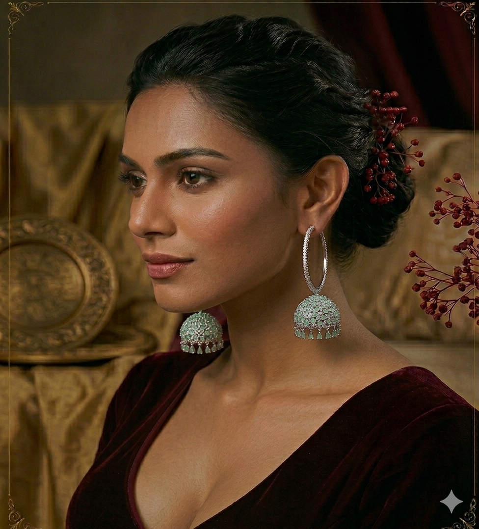 AD Jhumka Hoop Fusion Earrings