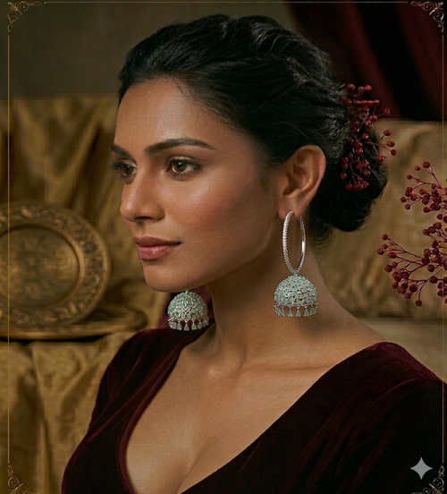 AD Jhumka Hoop Fusion Earrings