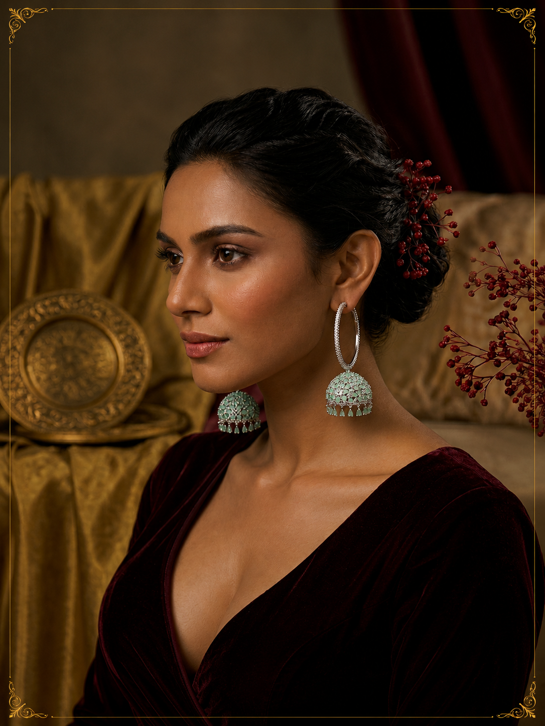 AD Jhumka Hoop Fusion Earrings