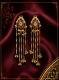 Kashmiri Red Floral Long Earrings
