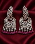 AD Oxidised Bell Ruby Earrings