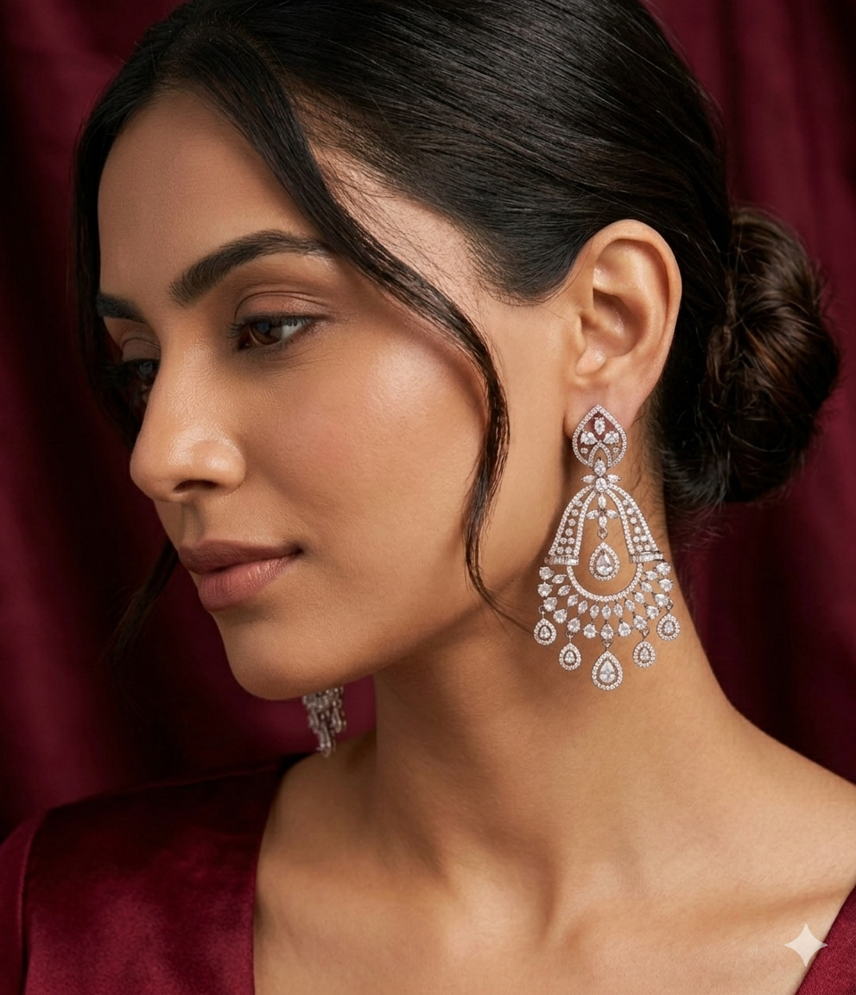 AD Oxidised Droplet Dangle Earrings