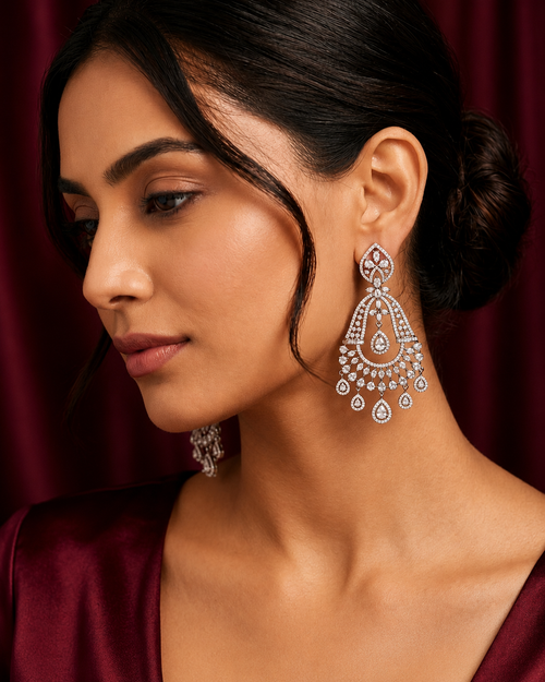 AD Oxidised Droplet Dangle Earrings