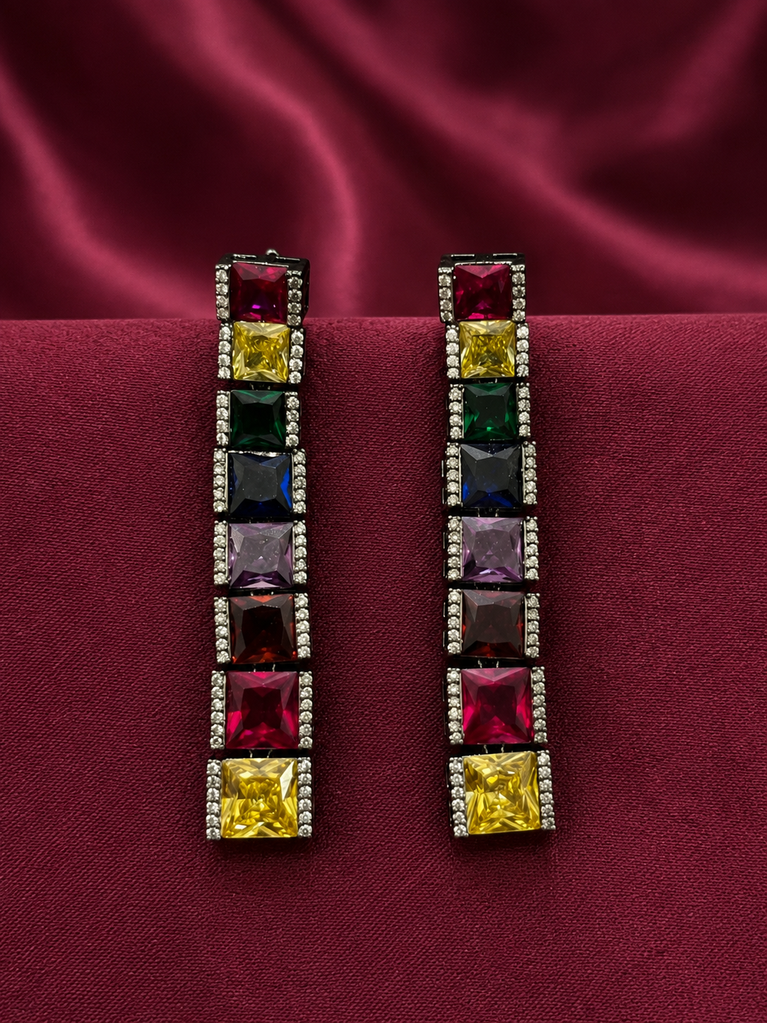 AD Oxidised Multicolor Statement Earrings