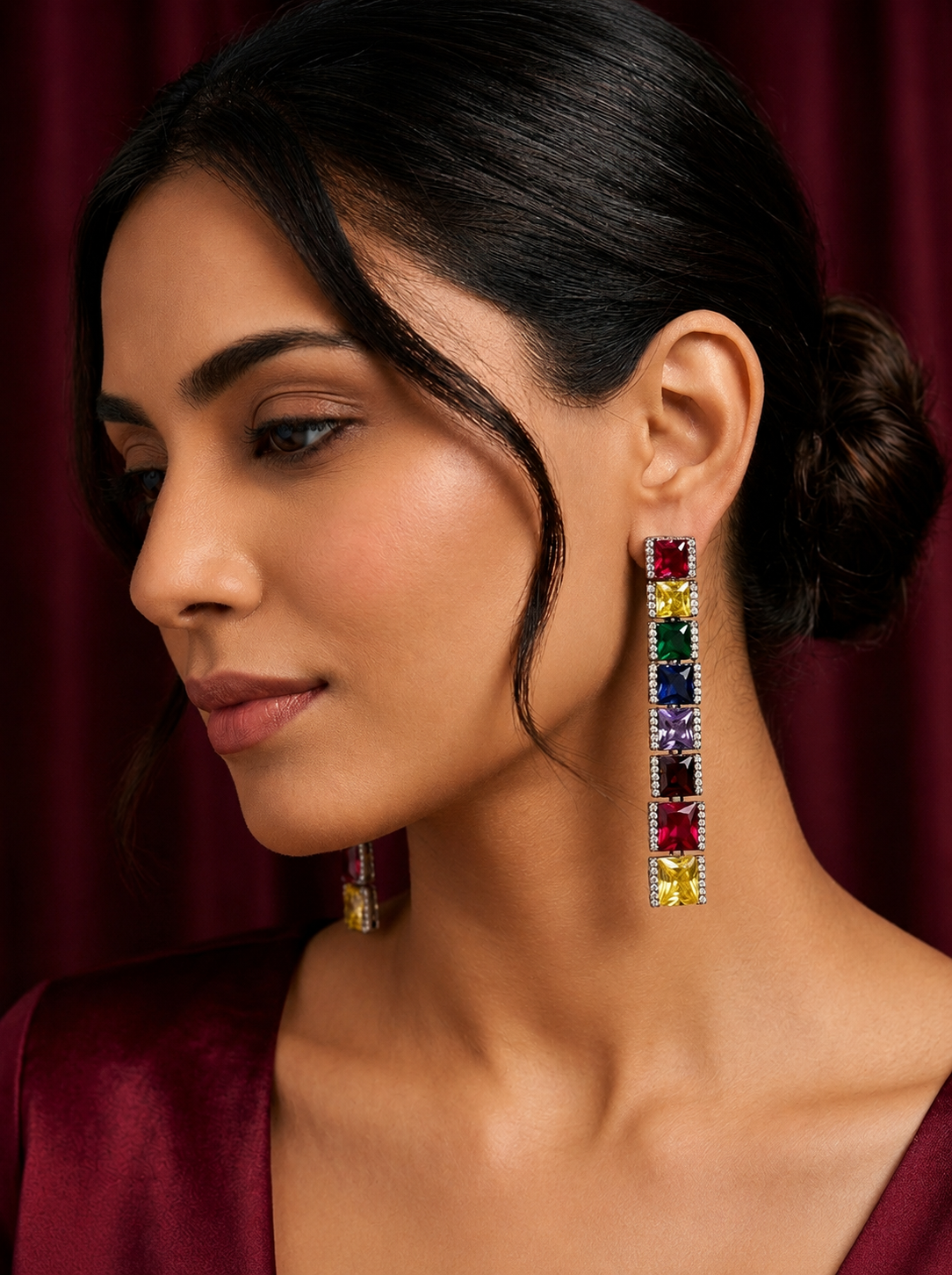 AD Oxidised Multicolor Statement Earrings