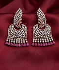 AD Oxidised Bell Ruby Earrings