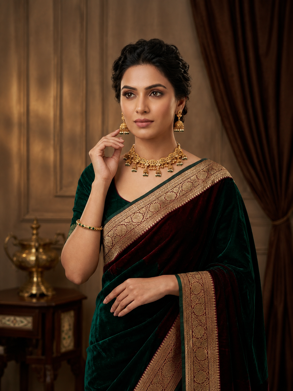 ruby pearl antique necklace set