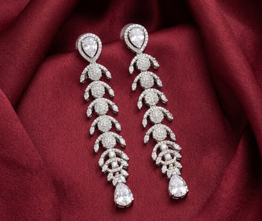 AD Classic Silver Dangle Earrings