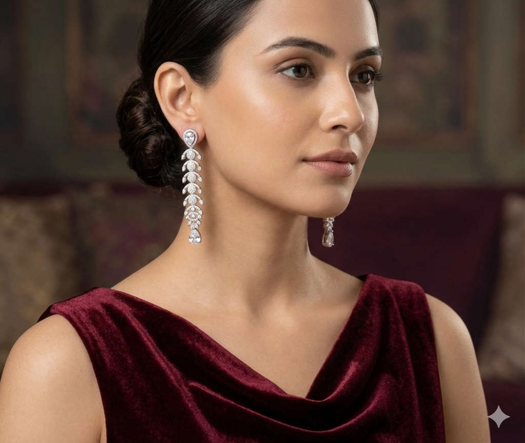 AD Classic Silver Dangle Earrings