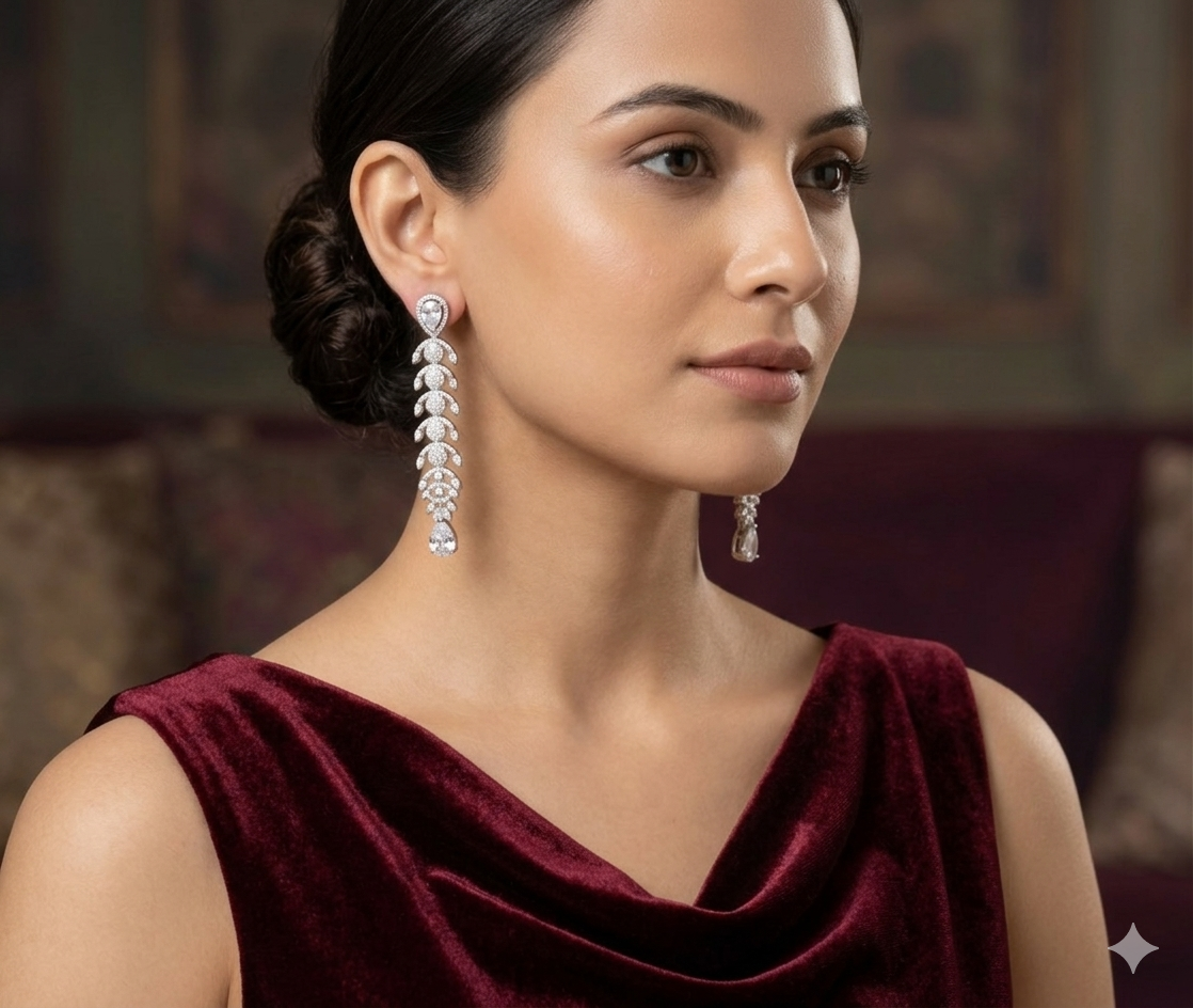 AD Classic Silver Dangle Earrings