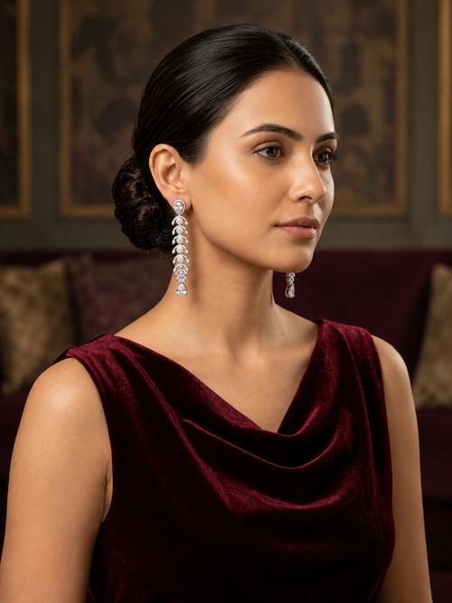 AD Classic Silver Dangle Earrings
