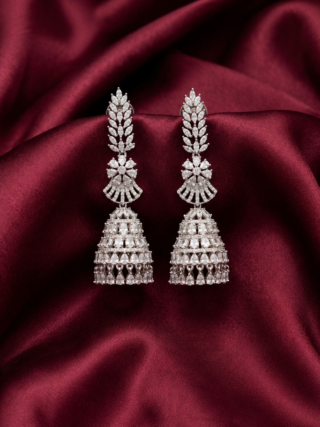 AD Silver Statement Chandelier Earrings