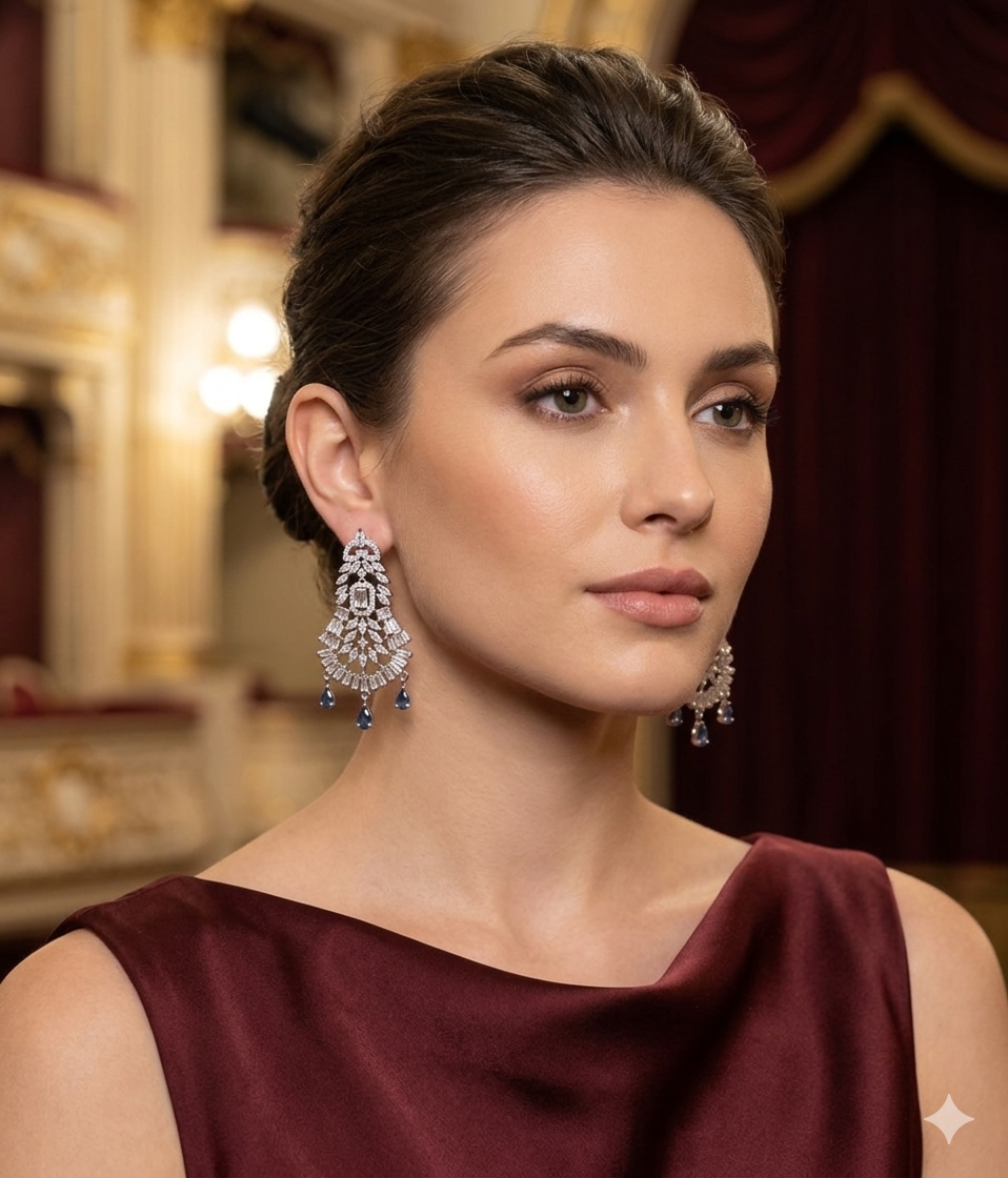 AD Silver Bell Drop Earrings
