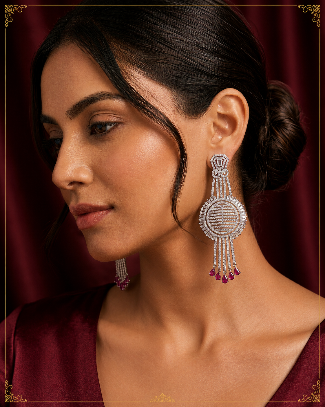 AD Silver Droplet Long Earrings