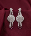 AD Silver Droplet Long Earrings