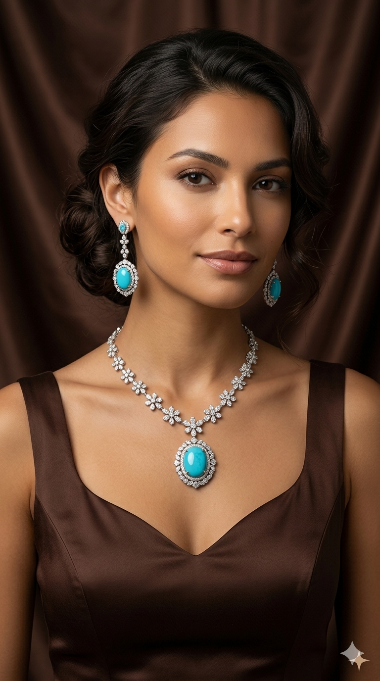 sparkling turquoise necklace set