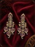 AD Violet Pagoda leaf Dangle Earrings