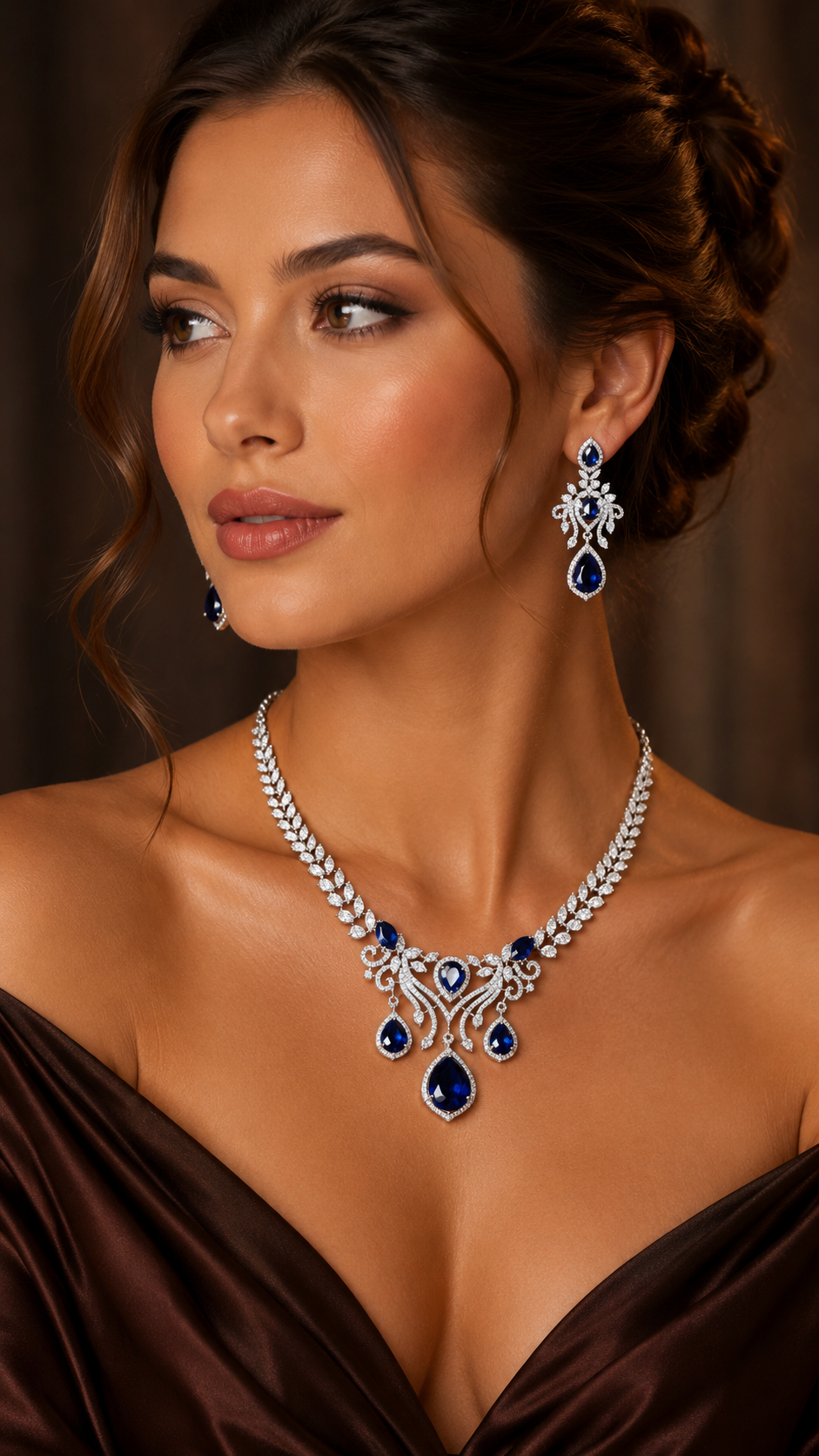 zirconia necklace with  sapphire