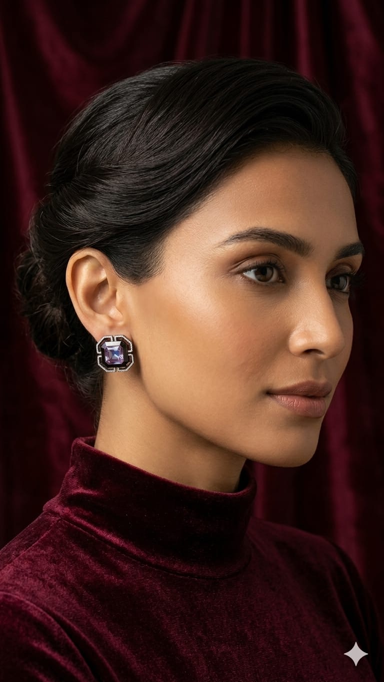 Amethyst Crystal Stud