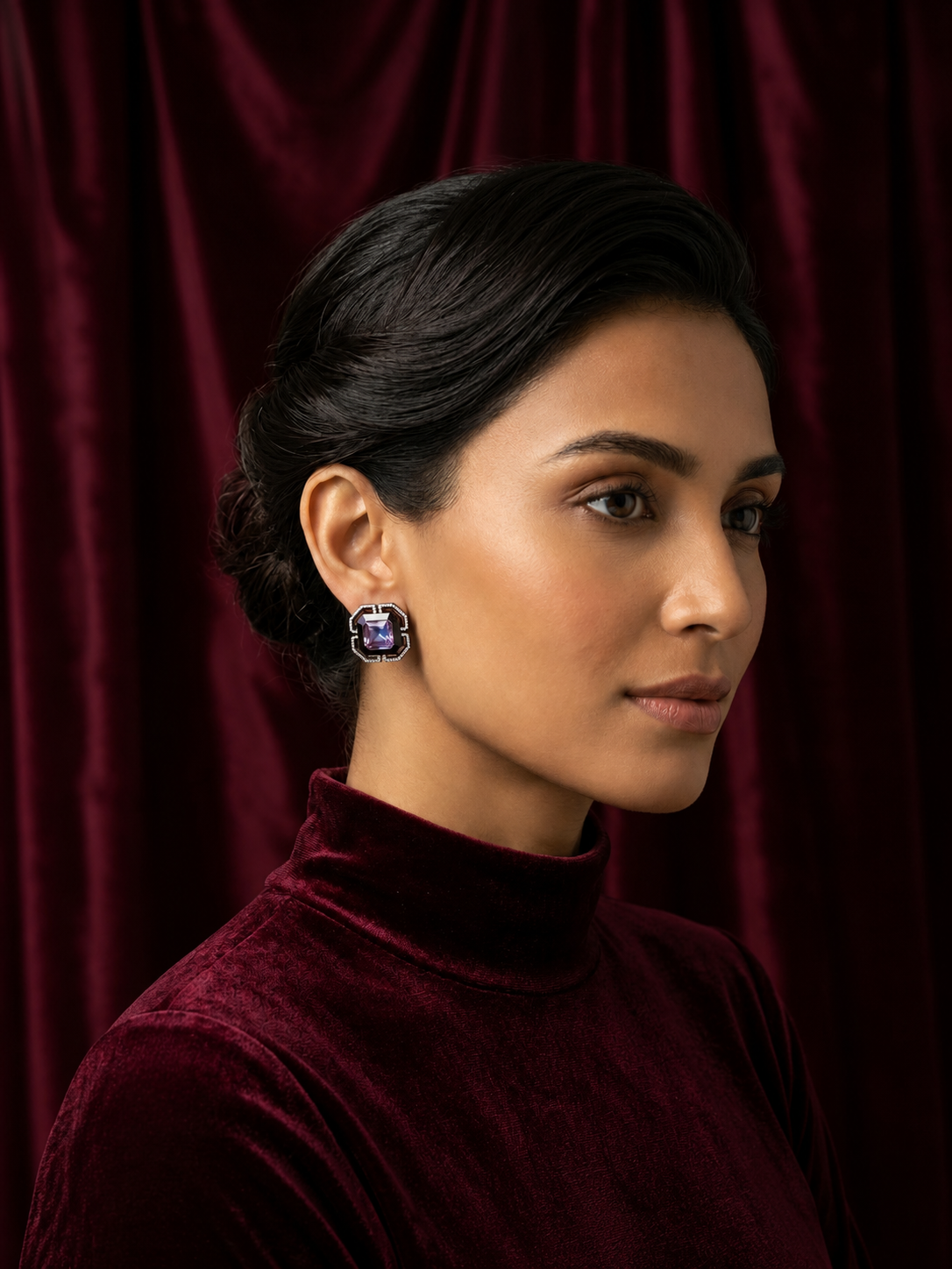 Amethyst Crystal Stud