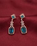 AD Blue Crystal Dangling Earrings