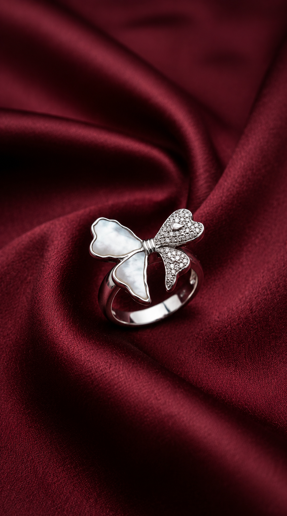 Bow Motif Silver Ring