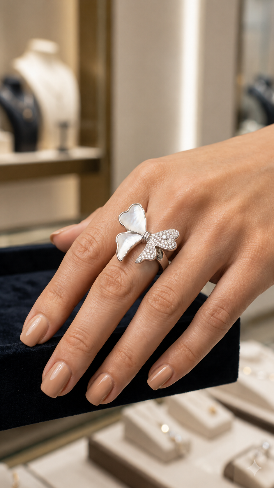 Bow Motif Silver Ring