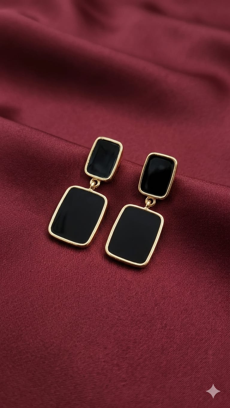 Contemporary Black Onyx Drop Earring