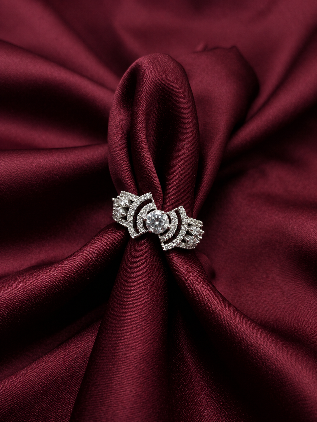 Crescent Solitaire Ring