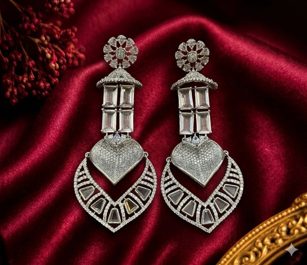 AD Crystal Leaf Drop Earrings