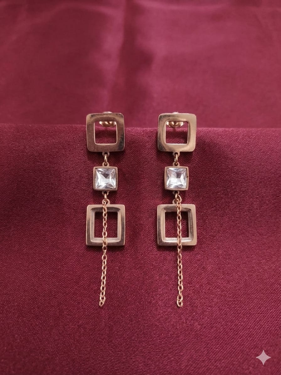 Crystal Square Link Earrings